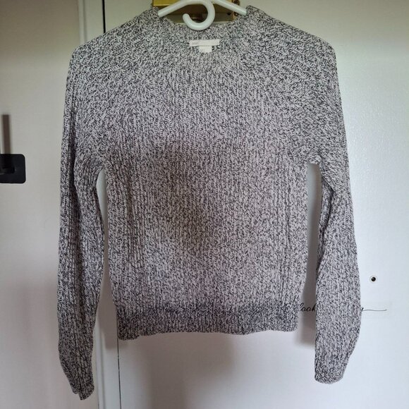 H&M Long Sleeve Sweater in White/Black Melange Size S - Picture 1 of 5